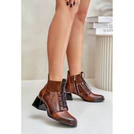 Zazoo 60503 Cizme din piele maro cu toc inalt 2