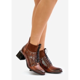 Zazoo 60503 Cizme din piele maro cu toc inalt 1