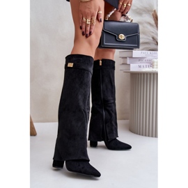 Ghete Negre Urelli Izolate Cu Toc Înalt Cu Partea De Sus negru 1