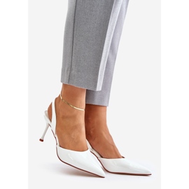 Stiletto alb lacuit cu toc deschis Emmizola 1