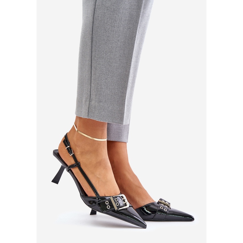 Stileti negri din patent Zeisia cu catarama negru 1 Stileti negri din patent Zeisia cu catarama negru 1