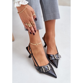 Stileti negri din patent Zeisia cu catarama negru 2