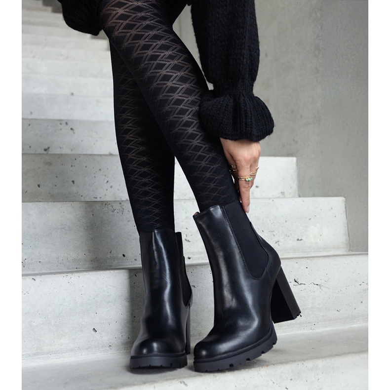 Botine negre slip-on din piele ecologica Motena negru 2