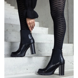 Botine negre slip-on din piele ecologica Motena negru 1