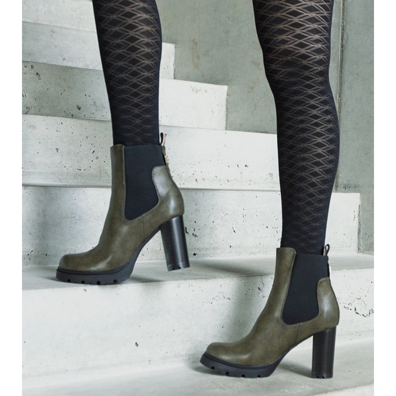 Botine verzi cu slip-on din piele ecologică Motena verde 1