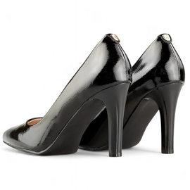 Pompi de dama negri patentati cu toc confortabil, pantofi eleganti de dama negri negru 1