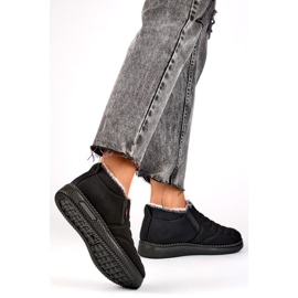 Botine de iarna joase, negre, izolate pentru zapada, botine dama negru 4