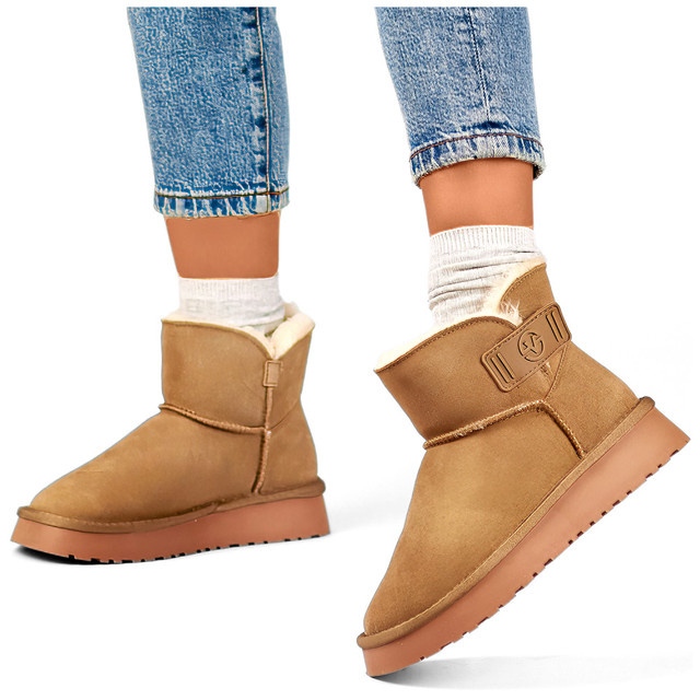 Cizme de zapada dama din piele naturala, cizme izolante dama, pantofi de iarna bej 2