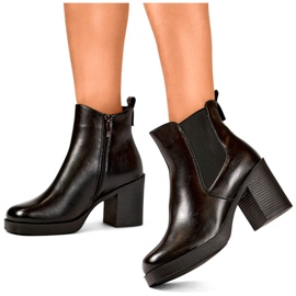 Botine de dama negre, botine clasice negre din piele ecologica, pantofi de iarna izolati negru 2