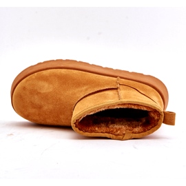 News Cizme de zăpadă pentru femei joase pe platformă izolate cu blană de cămilă maro 1