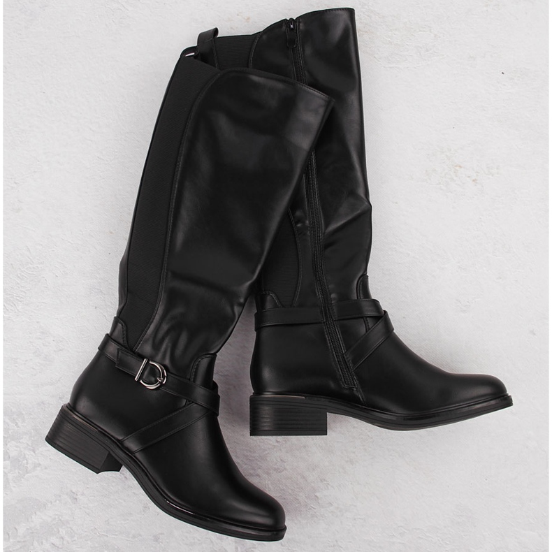 Cizme de dama cu cauciuc elastic, izolate, negre eVento 7496 negru 1