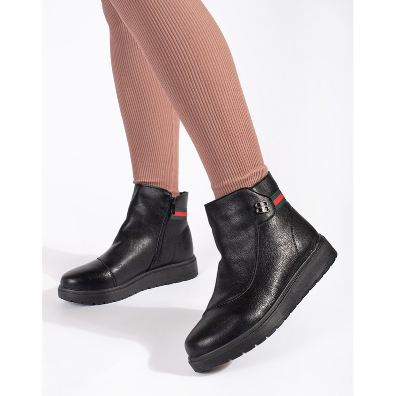 Botine negre confortabile izolate de damă negru 2