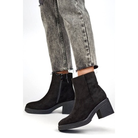 Cizme clasice de damă cu toc înalt din piele intoarsa, negre MS1508B negru 2 Cizme clasice de damă cu toc înalt din piele intoarsa, negre MS1508B negru 2