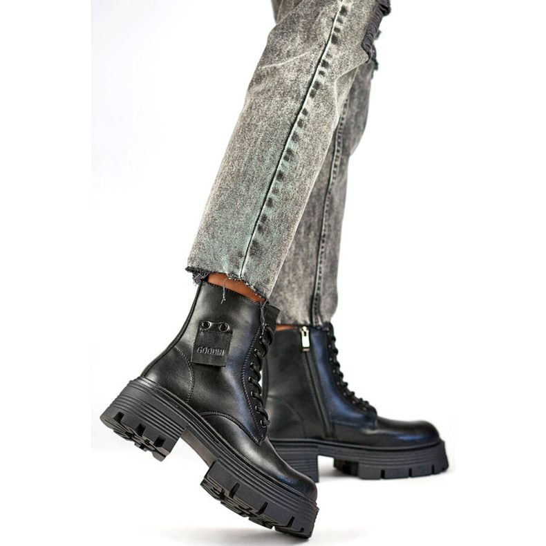 Lucrători de piele de damă pe platformă, negru GD-TL56B 2