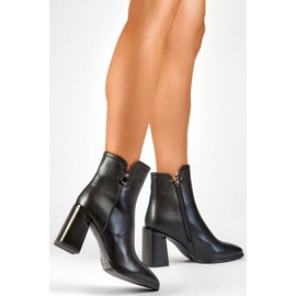 Botine izolate de damă cu vârf ascuțit, negre GD-FL2084B negru 3