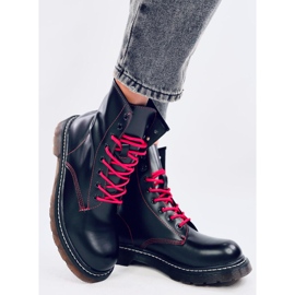 Botine cu șireturi cu fir colorat Stuff Blackred negru 5