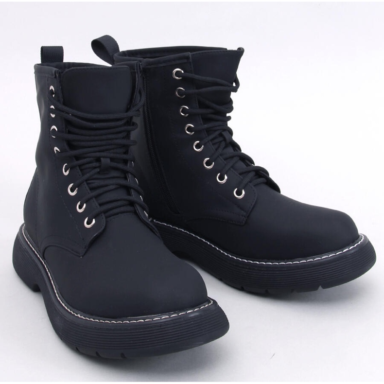 Botine Peddy Black cu șireturi negru 1