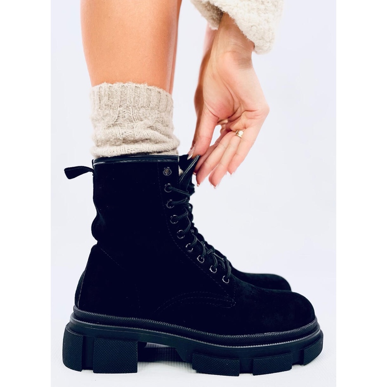 Muncitori Dazy Black din piele intoarsa negru 2