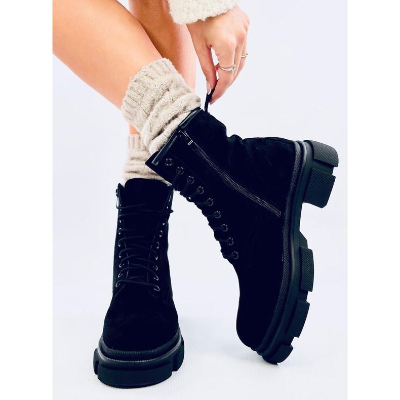 Muncitori Dazy Black din piele intoarsa negru 1