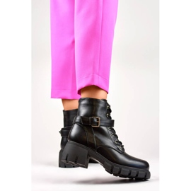 Ghete de dama cu toc jos si platforma, neagra BM530B negru 2