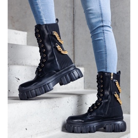 Cizme negre decorate cu lanțuri Crocemosso negru 1