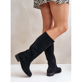 Lewski Shoes Cizme din piele intoarsa de dama la jumatatea gambei cu fermoar stanga 3616 negru 1