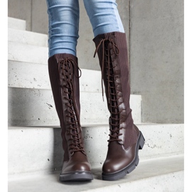 Cizme maro cu slip-on cu partea superioară elastică de la Verradi 1