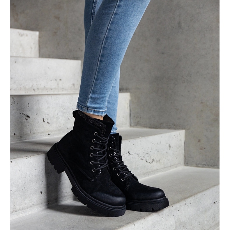 Botine negre cu inserții Prairie strălucitoare negru 1