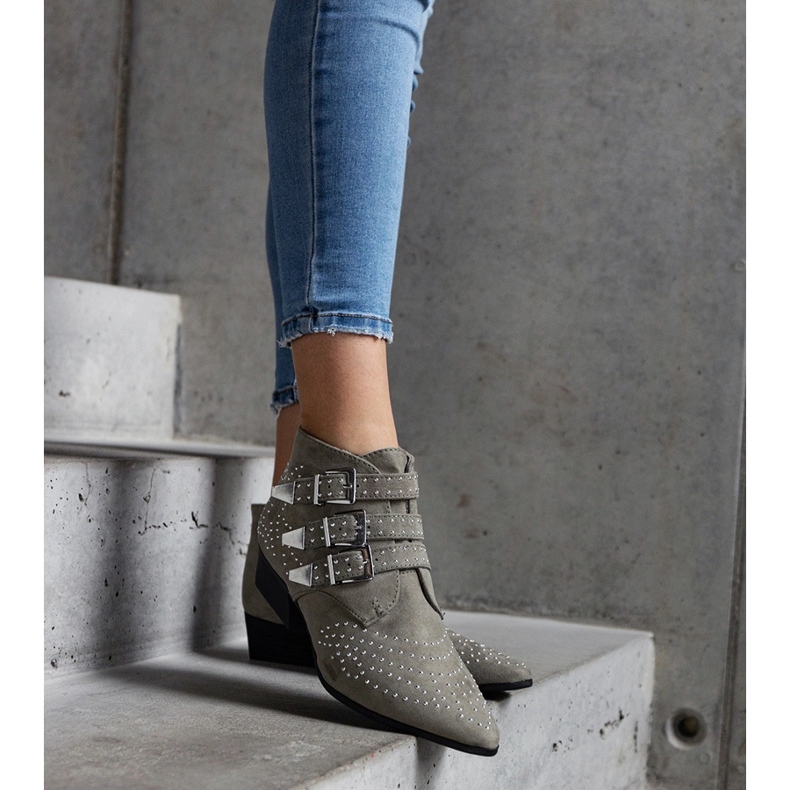 Botine decorative verzi cu toc joase Forever verde 1