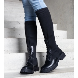 Cizme negre slip-on cu o parte superioară din material flexibil de la Luana negru 1