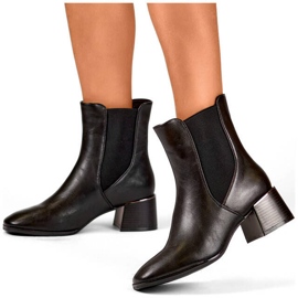 Botine de dama cu toc inalt, negre, 9611B negru 1