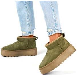 Cizme de zăpadă slip-on de damă din piele intoarsa, verzi 8917-5GR verde 1