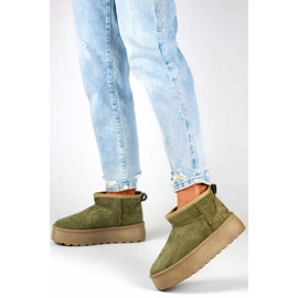 Cizme de zăpadă slip-on de damă din piele intoarsa, verzi 8917-5GR verde 2