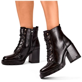 Botine izolate de damă cu toc înalt, negre 24-12493B negru 1