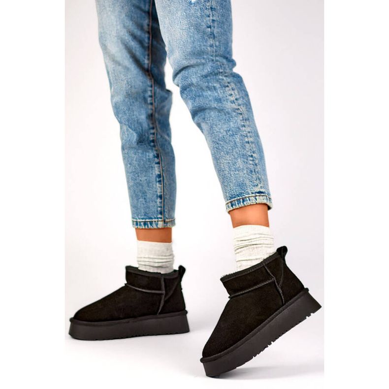 Cizme de zapada dama piele intoarsa, negre XF-159B negru 2