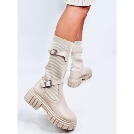 Cizme Rhea Beige cu partea superioară flexibilă bej 4