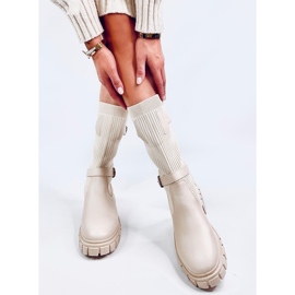Cizme Rhea Beige cu partea superioară flexibilă bej 2
