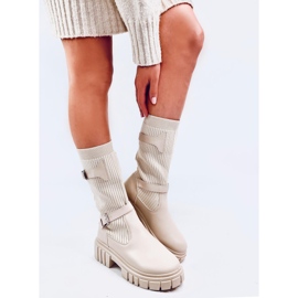 Cizme Rhea Beige cu partea superioară flexibilă bej 5