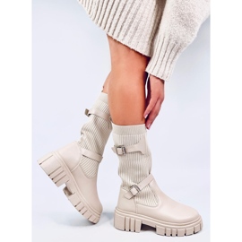 Cizme Rhea Beige cu partea superioară flexibilă bej 3