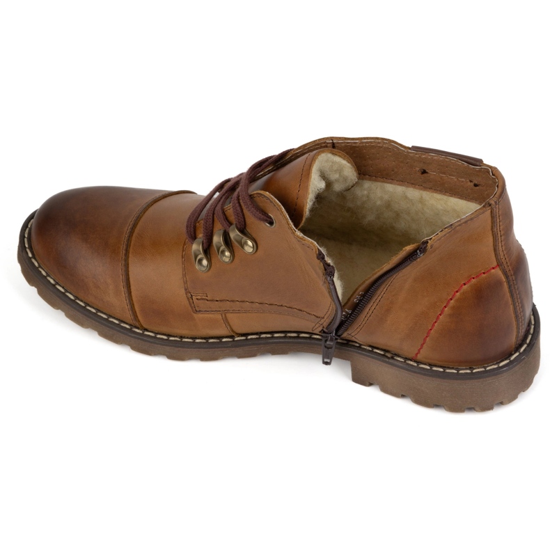 Olivier Cizme scurte de iarnă din piele pentru bărbați, 963MP, roșii bej 1