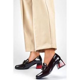 Pantofi de dama eleganti din piele lacuita cu toc inalt, negri GD-FL477-B negru 2