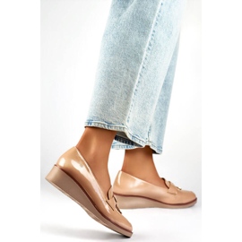 Pantofi de dama, lacuiti cu pane, bej 24-58266BE 2