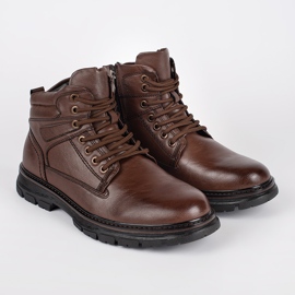Botine pentru bărbați, maro, izolate cu șireturi 1