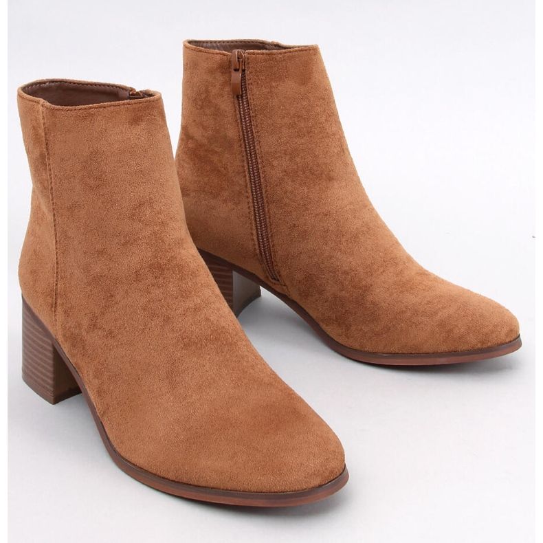 Botine clasice Annie Camel cu toc înalt maro 1