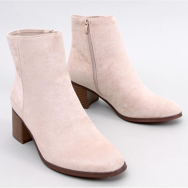 Botine clasice Annie Beige cu toc înalt bej 1 Botine clasice Annie Beige cu toc înalt bej 1