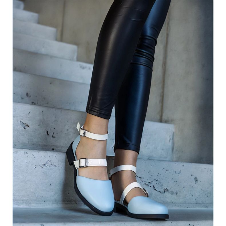 Balerini albastri cu catarama Josiane albastru 2