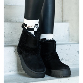 Cizme de zapada neagra din piele intoarsa ecologica decorate cu blana de la Peters negru 1 Cizme de zapada neagra din piele intoarsa ecologica decorate cu blana de la Peters negru 1