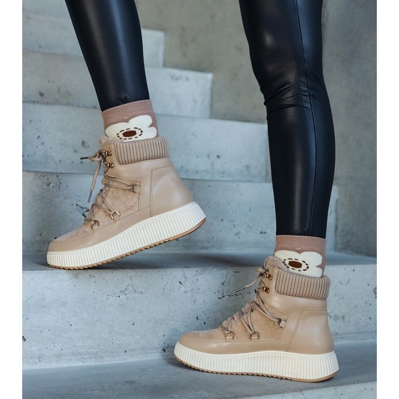 Botine Rosemarie bej cu talpa groasa 1