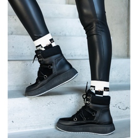 Botine Rosemarie negre cu talpa groasa negru 1 Botine Rosemarie negre cu talpa groasa negru 1