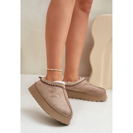 Cizme De Zapada Platforma Cu Broderie, Bej Inchis Tamilda 1